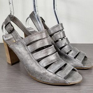 Paul Green Joan Slingback Sandal, Smoke Metallic Leather, Size 7.5 UK / 10 US